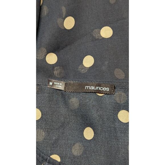 Maurices Navy Blue Polka Dot Sleeveless Blouse Top with Ruffle Detail Medium - Picture 4 of 5